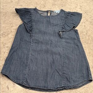 Draper James Blue Denim Ruffle Sleeve Blouse Size XS